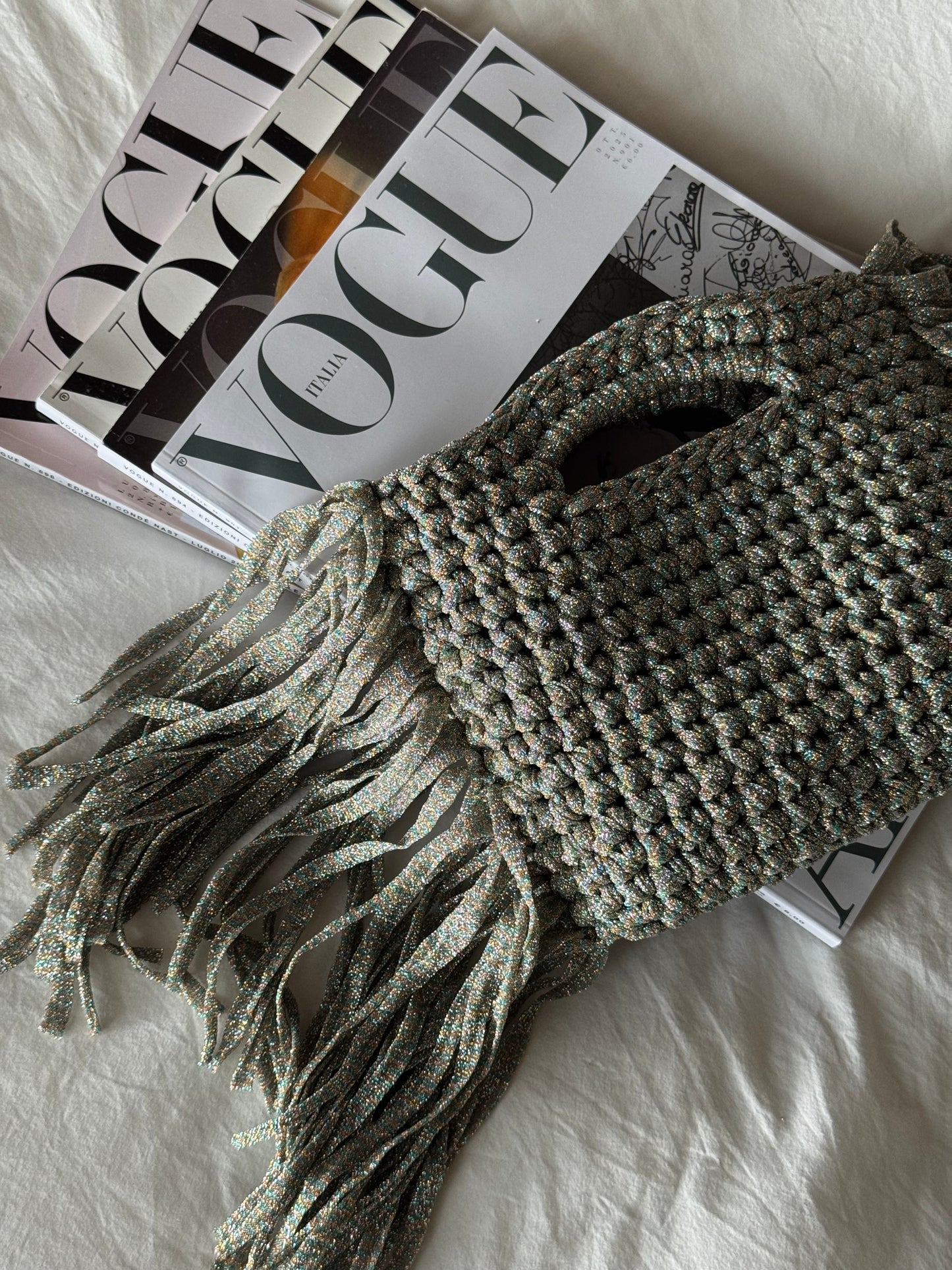 MINOU bag standard/ multicolor lurex con frange