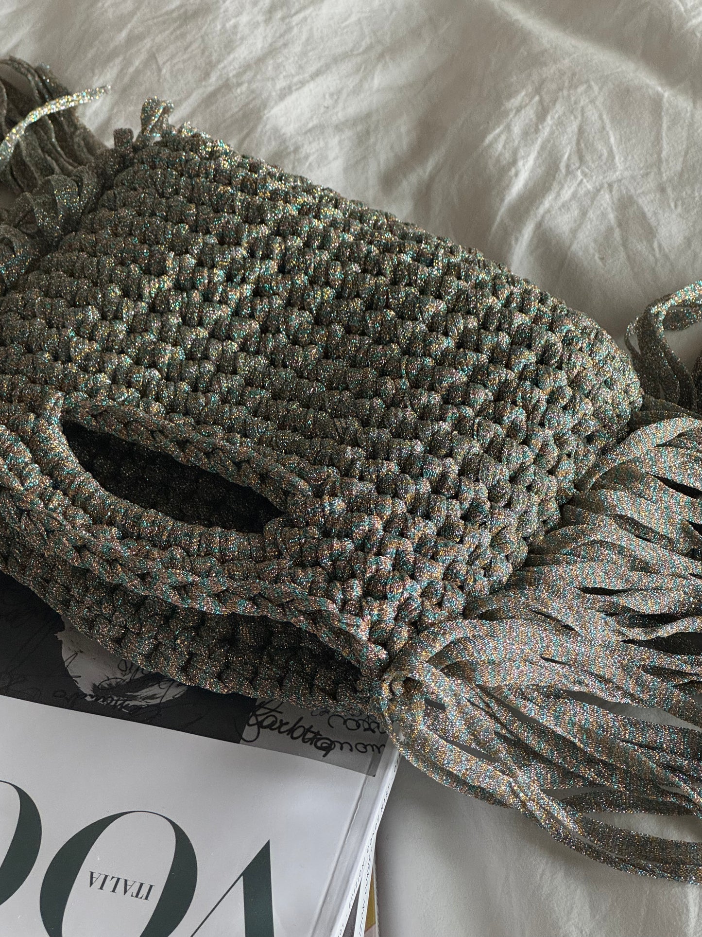 MINOU bag standard/ multicolor lurex con frange