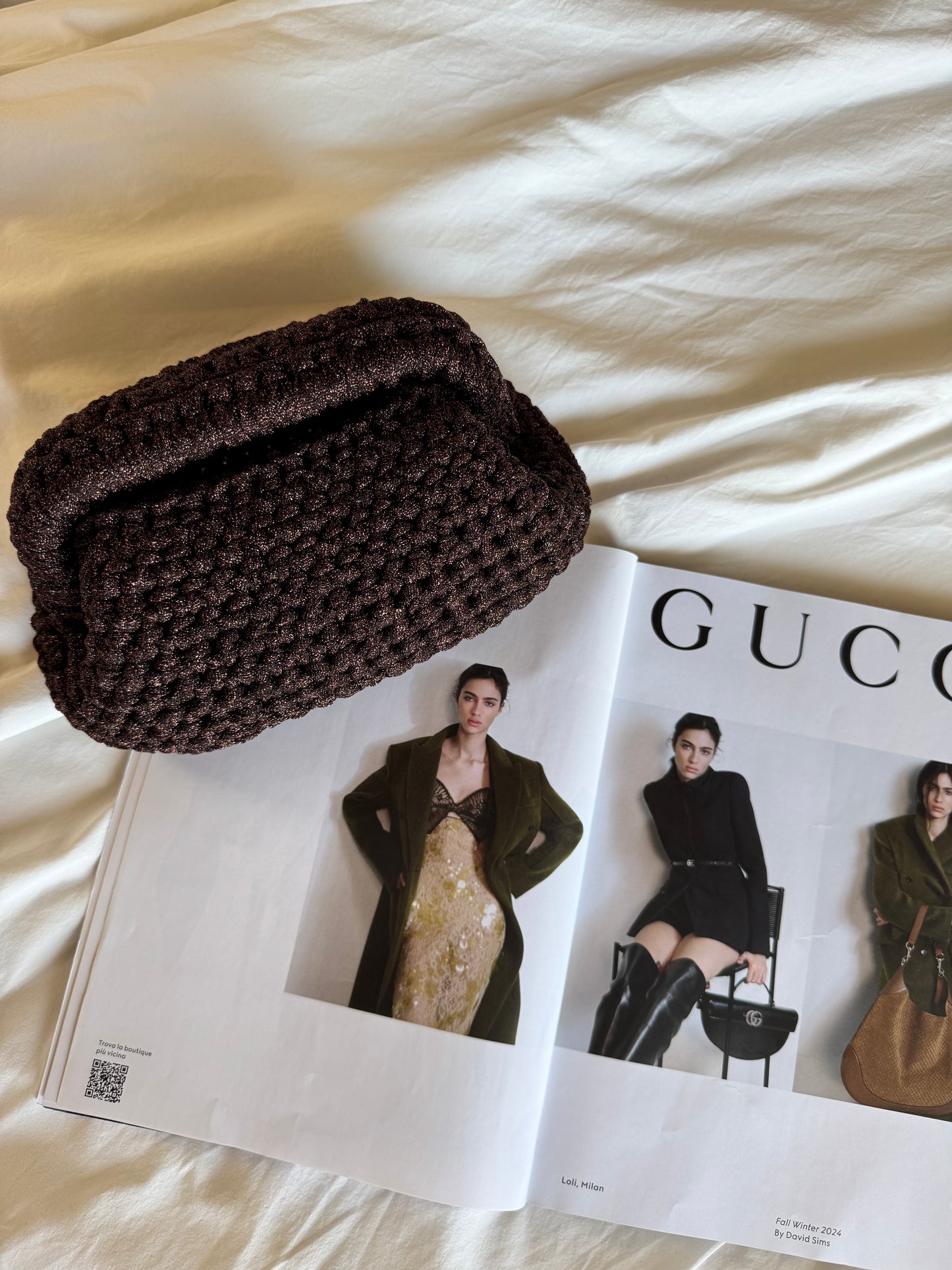 CLOUD bag standard// marrone lurex con manico