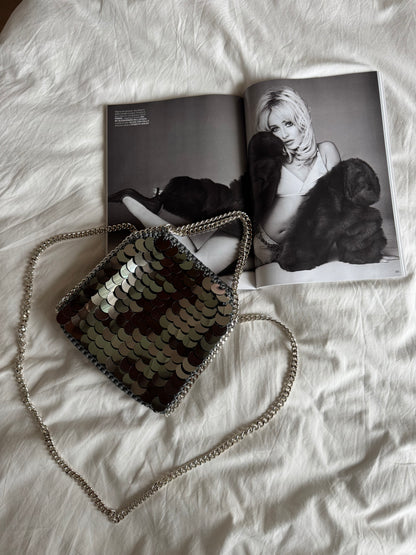STAR bag mini// grigia scura con paillettes