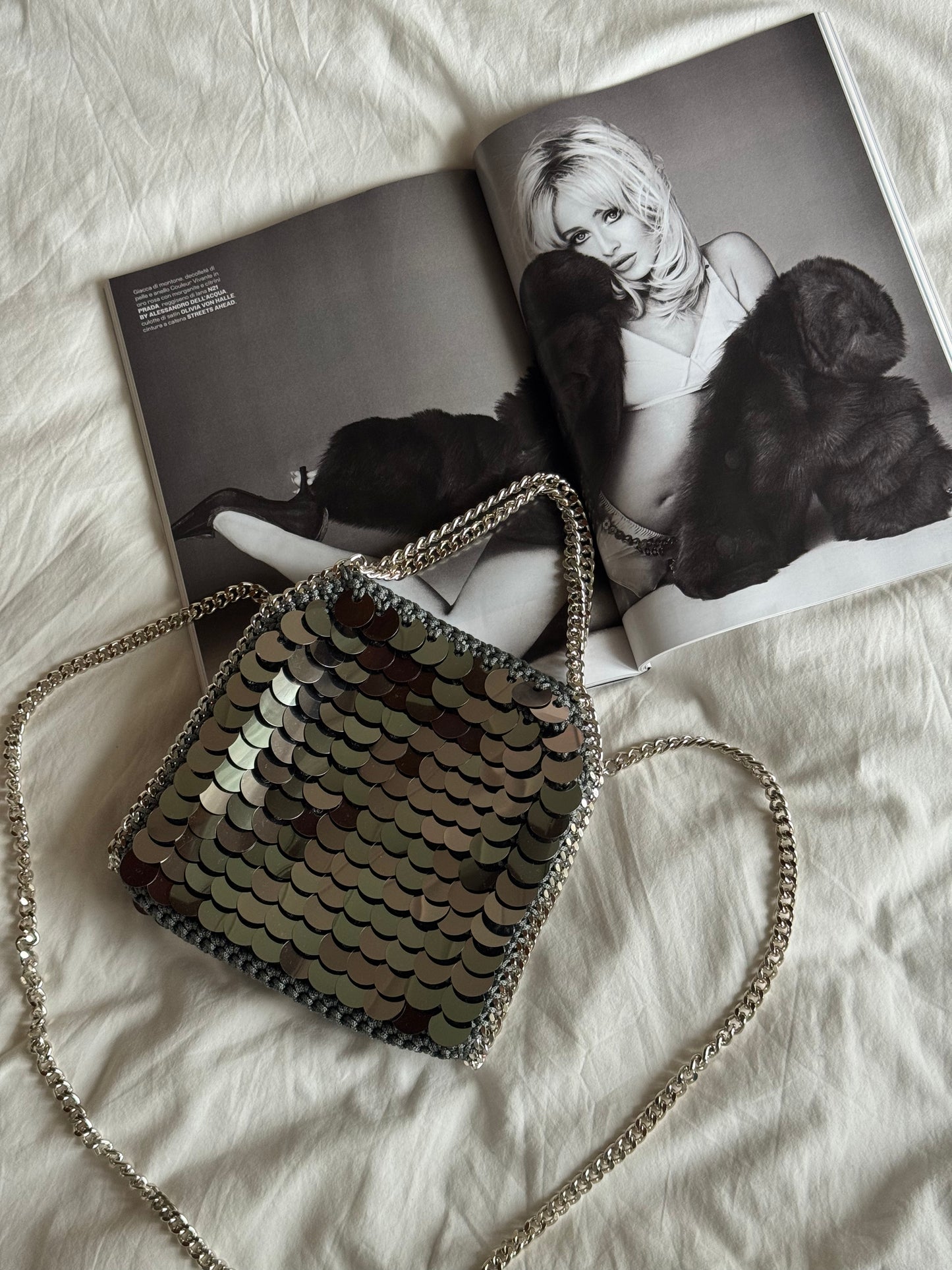 STAR bag mini// grigia scura con paillettes