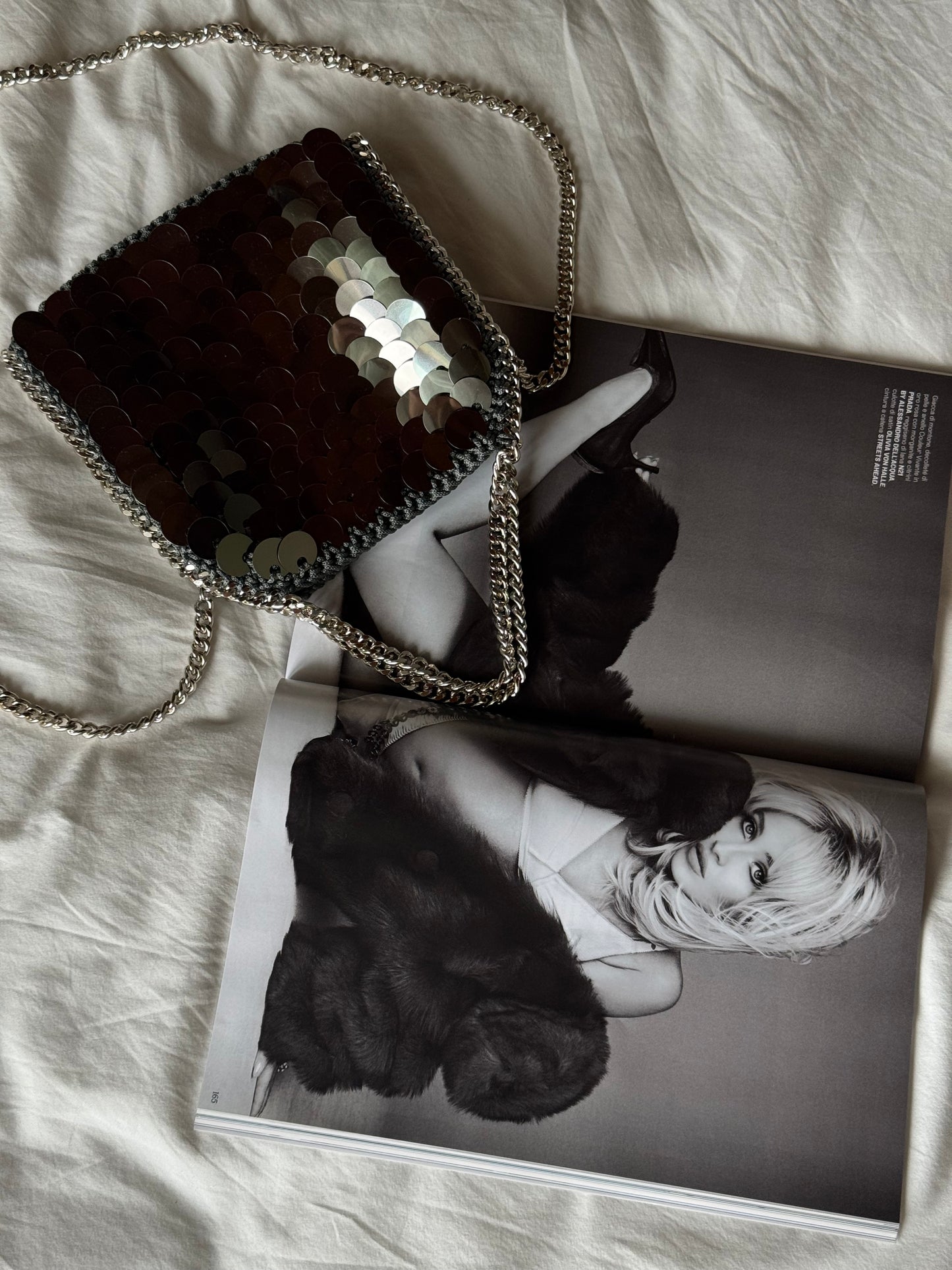 STAR bag mini// grigia scura con paillettes