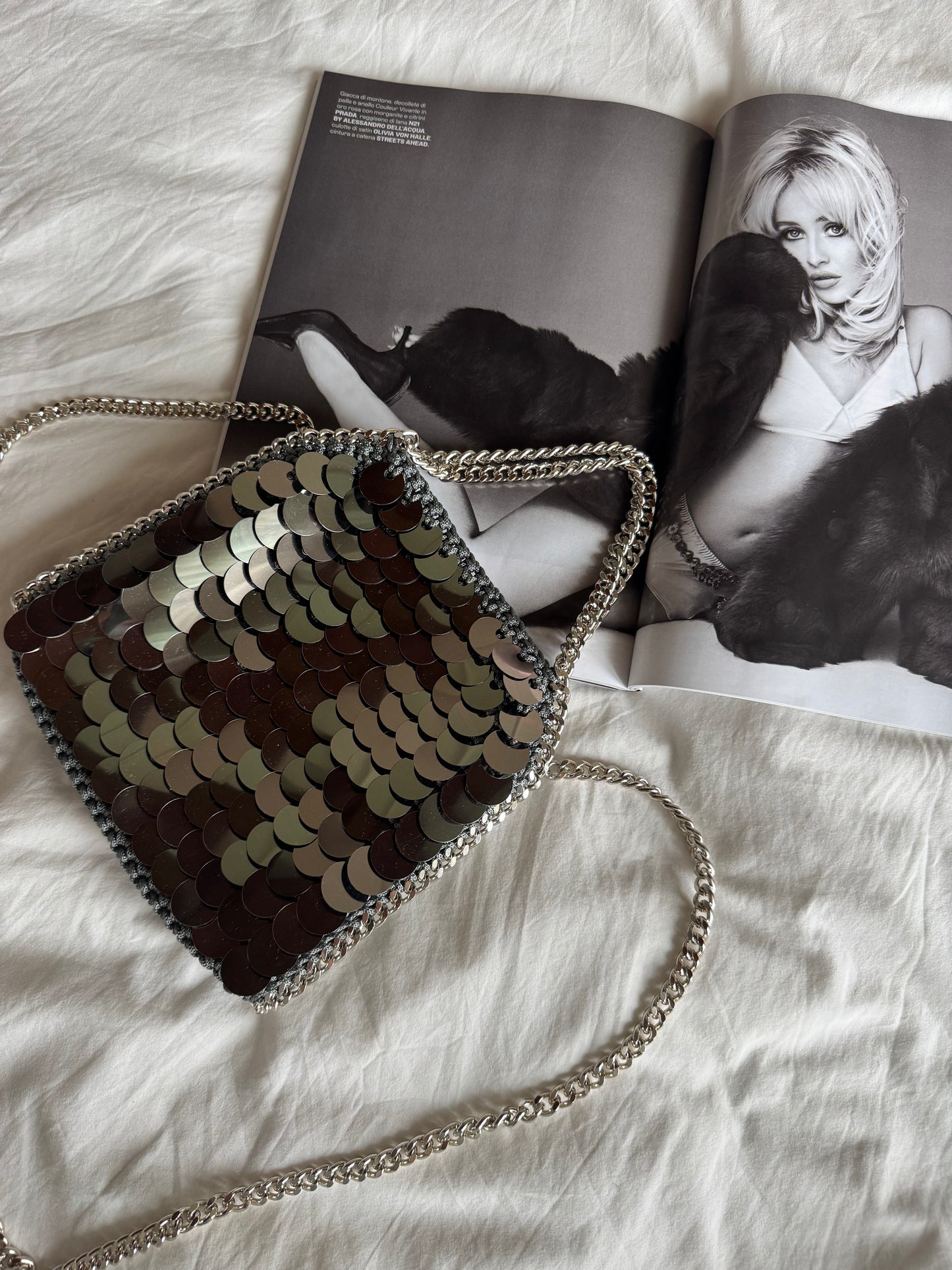 STAR bag mini// grigia scura con paillettes