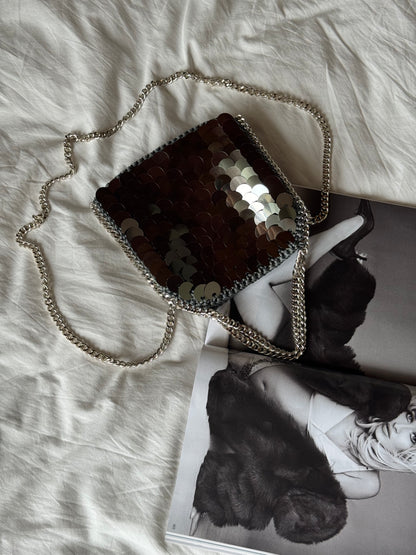STAR bag mini// grigia scura con paillettes