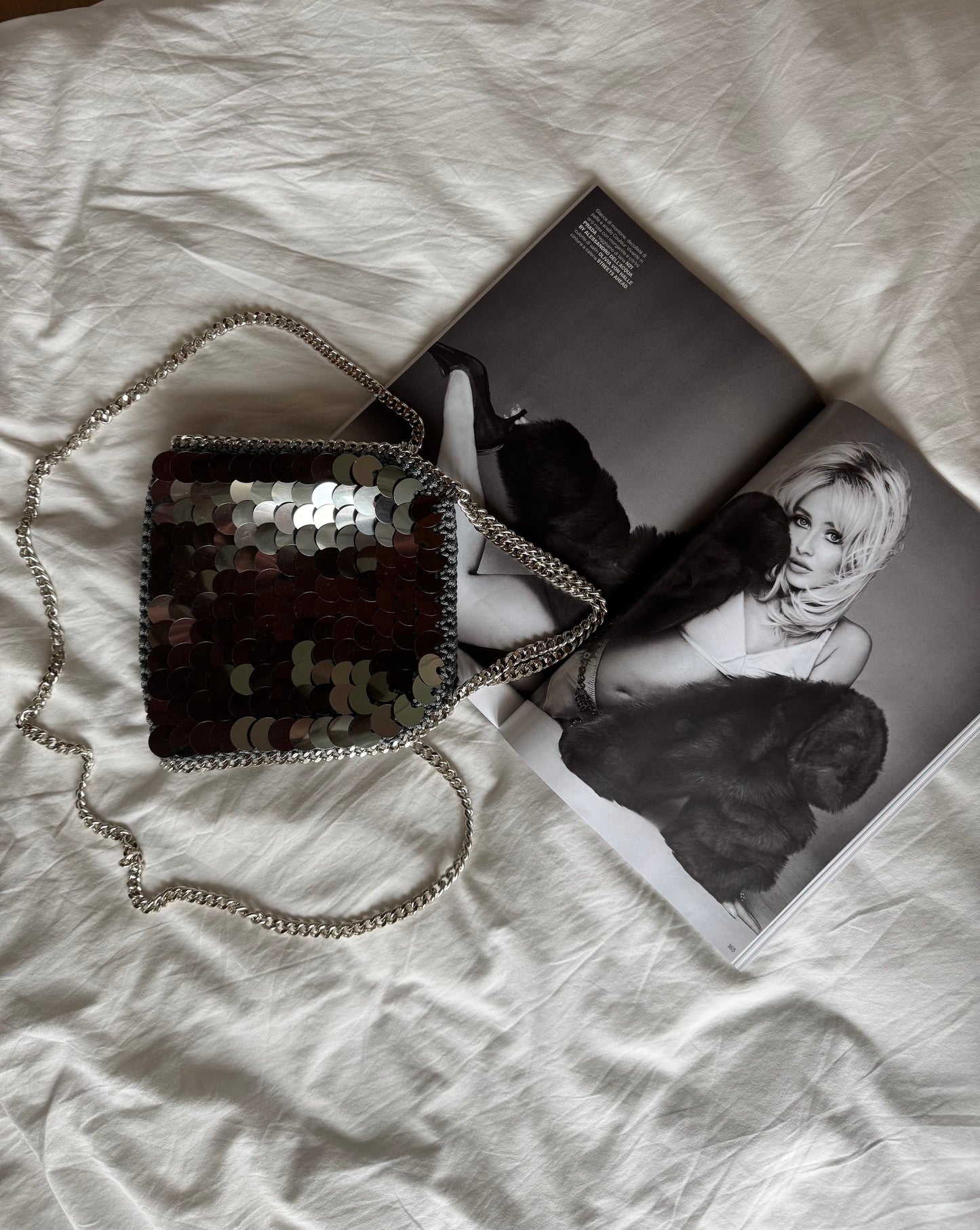 STAR bag mini// grigia scura con paillettes