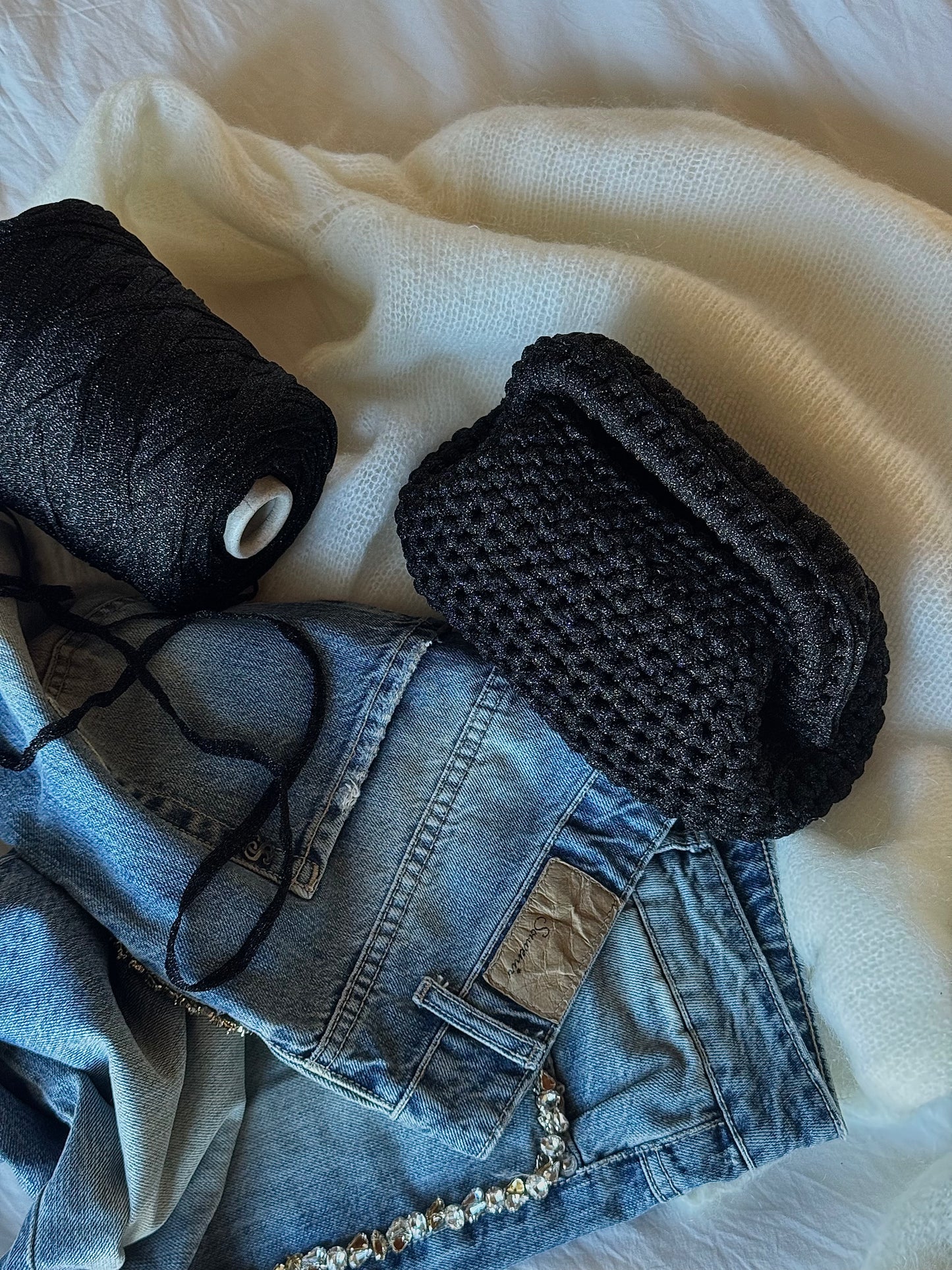CLOUD bag standard// nera lurex con manico