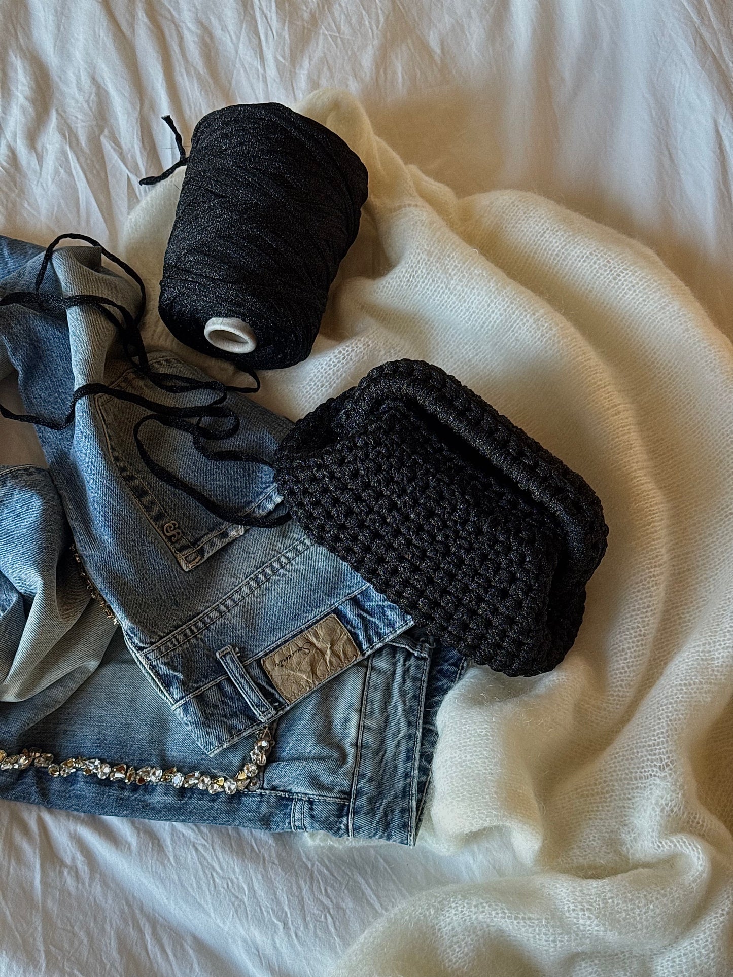CLOUD bag standard// nera lurex con manico
