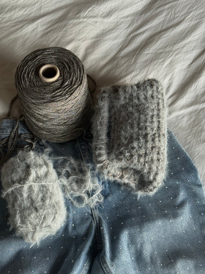 FLUFFY CLOUD bag standard// grigia lurex con manico