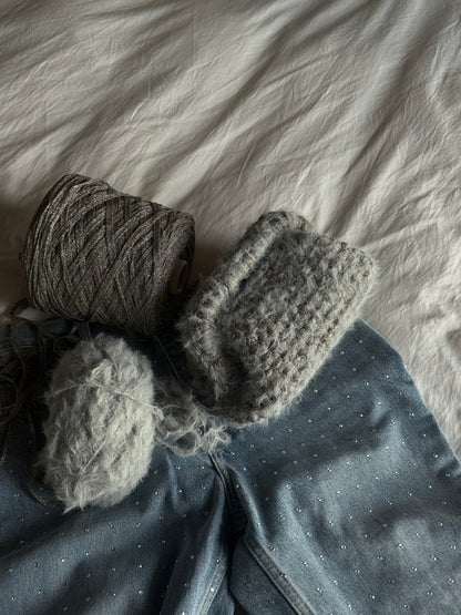 FLUFFY CLOUD bag standard// grigia lurex con manico