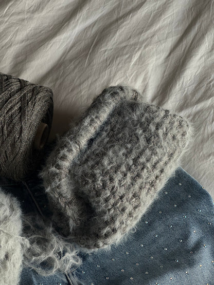 FLUFFY CLOUD bag standard// grigia lurex con manico