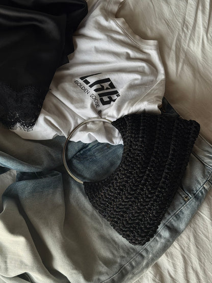 SHELL bag mini// nera lurex