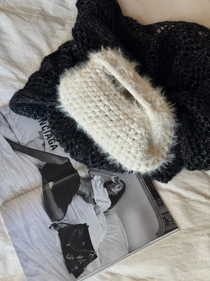 FLUFFY CLOUD bag standard// bianco latte con manico