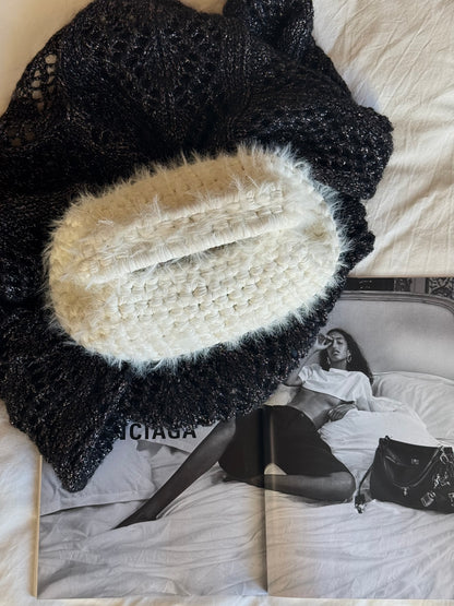 FLUFFY CLOUD bag standard// bianco latte con manico