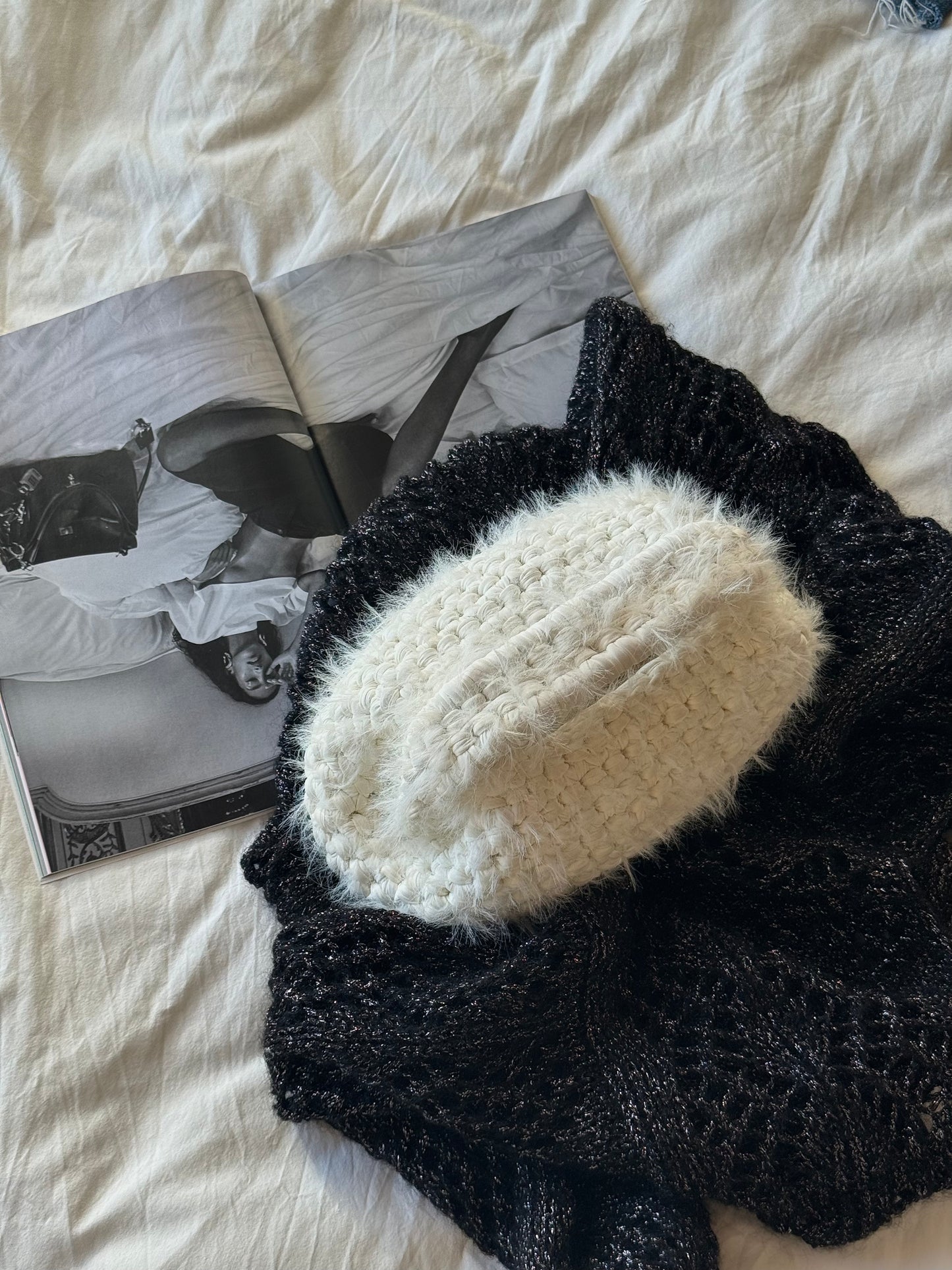 FLUFFY CLOUD bag standard// bianco latte con manico