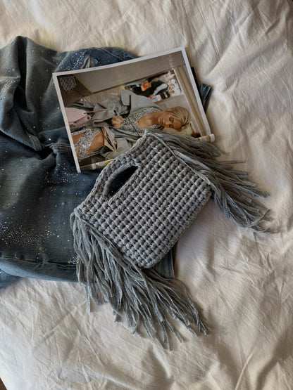 MINOU bag standard// argento lurex con frange