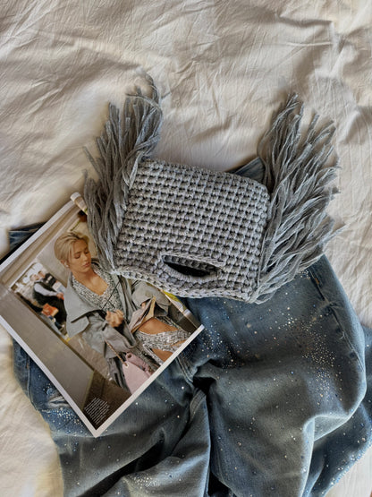MINOU bag standard// argento lurex con frange
