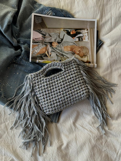 MINOU bag standard// argento lurex con frange