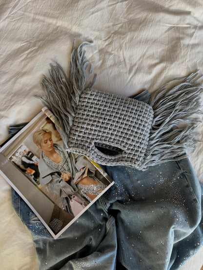 MINOU bag standard// argento lurex con frange