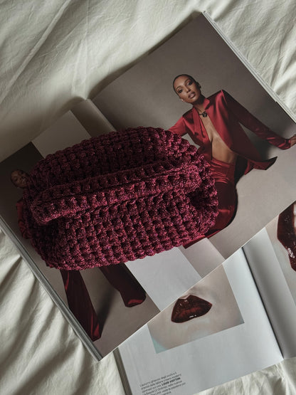 CLOUD bag standard// bordeaux lurex con manico