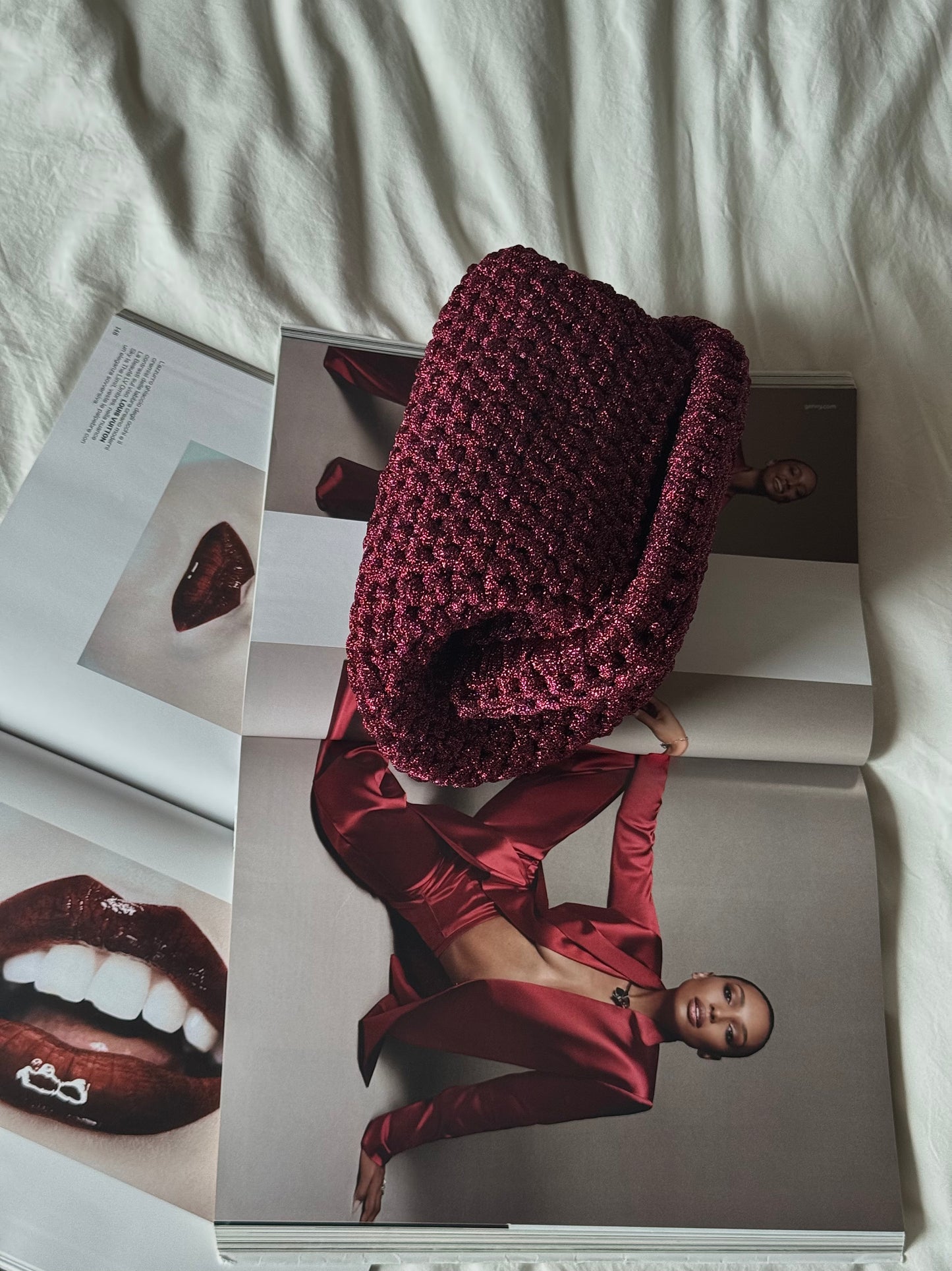 CLOUD bag standard// bordeaux lurex con manico