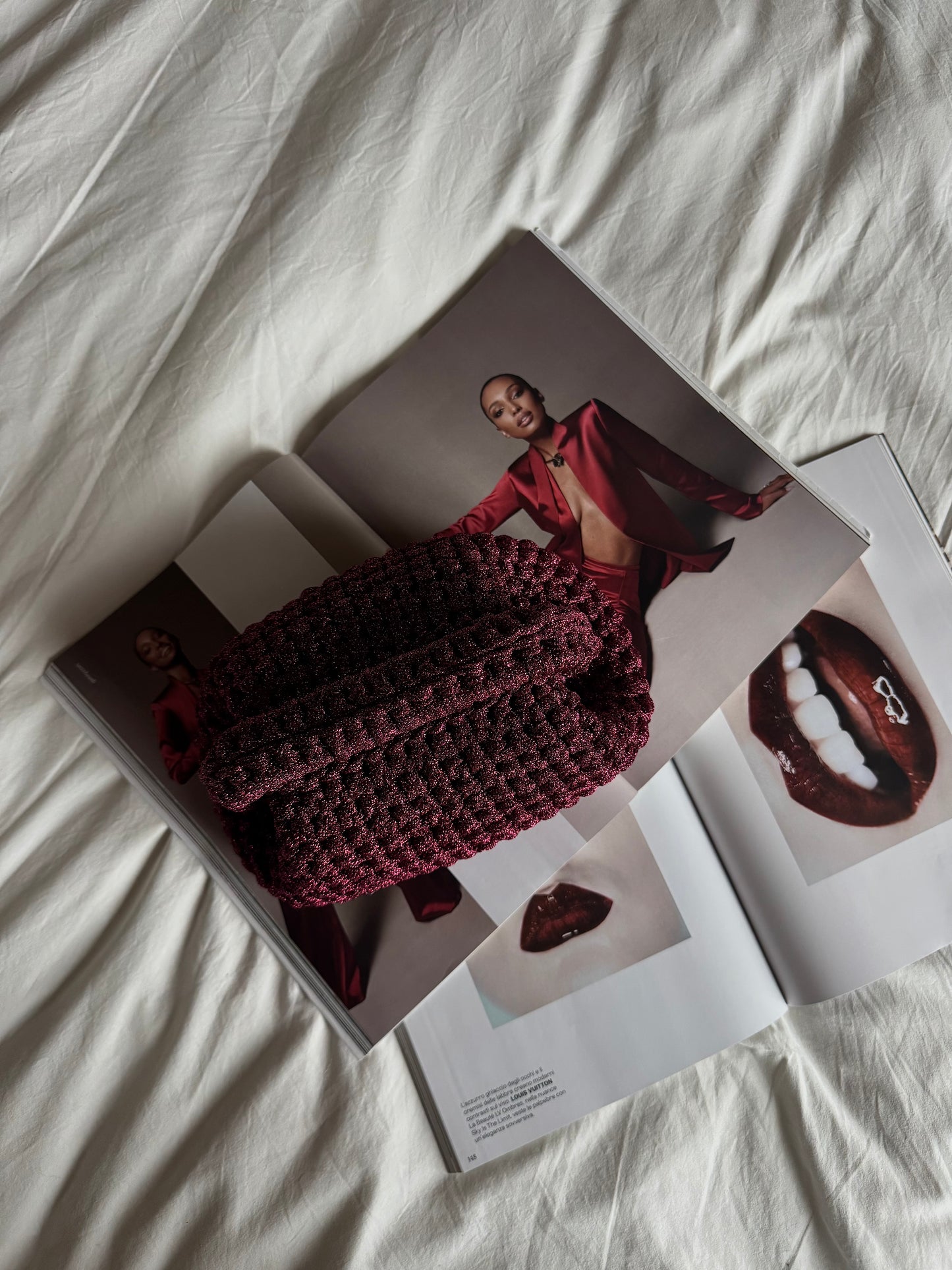 CLOUD bag standard// bordeaux lurex con manico
