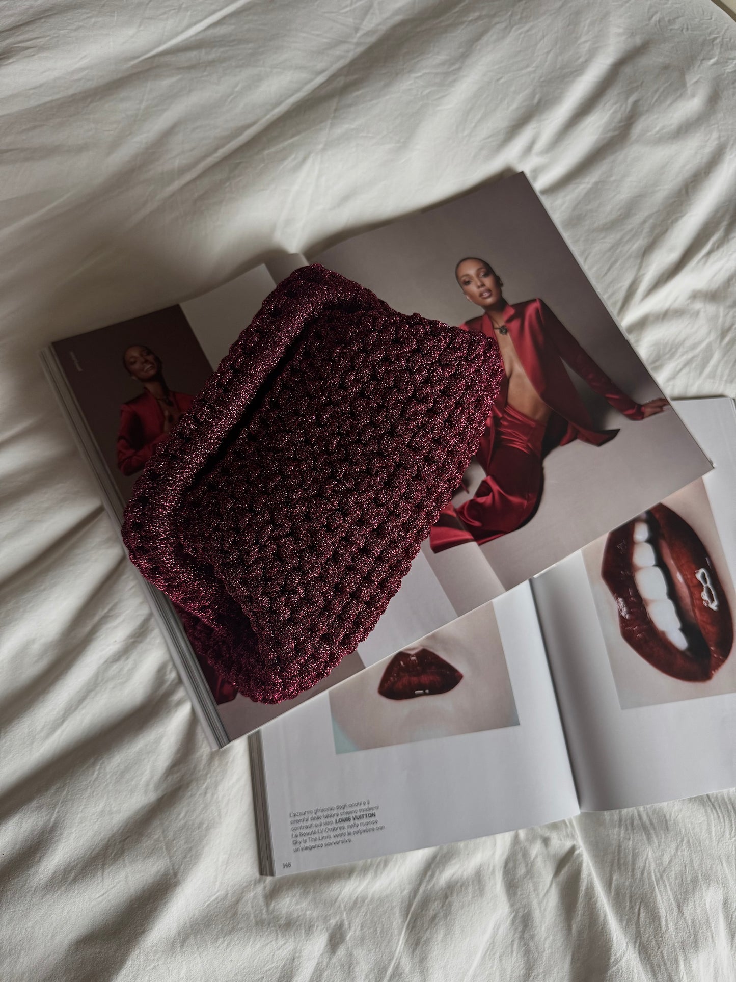 CLOUD bag standard// bordeaux lurex con manico