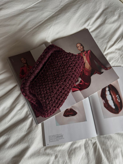 CLOUD bag standard// bordeaux lurex con manico
