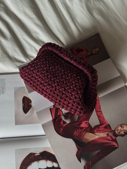 CLOUD bag standard// bordeaux lurex con manico