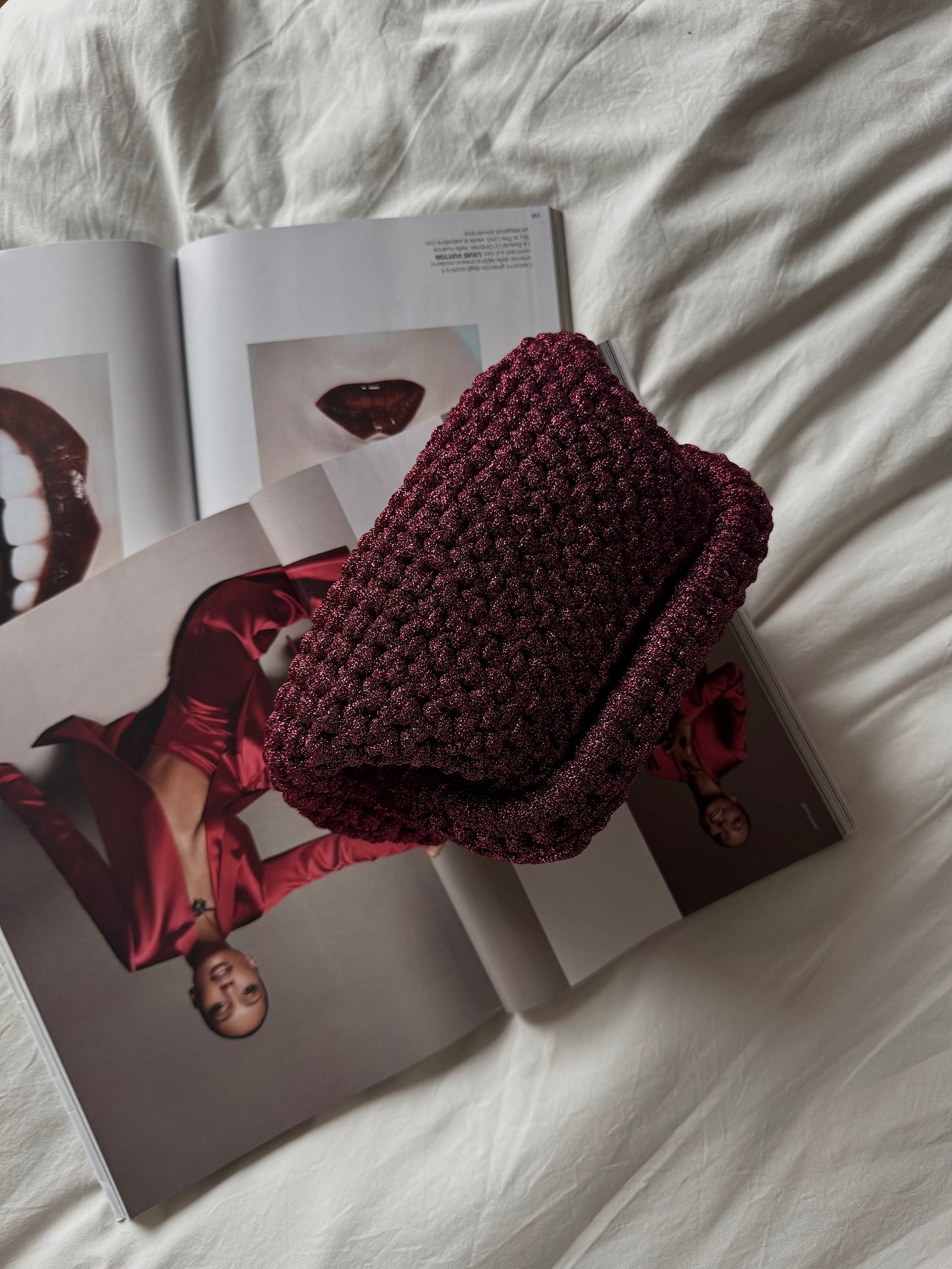 CLOUD bag standard// bordeaux lurex con manico